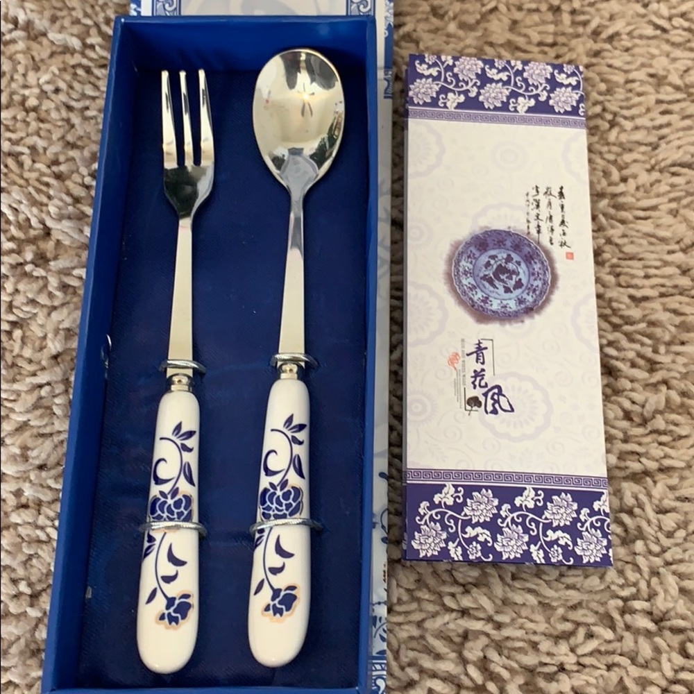 Vintage Chinese fork and spoon set